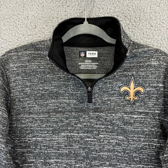 NFL New Orleans Saints Pullover Mens Small Team Apparel 1/4 Zip Heathered Pocket - Picture 2 of 10